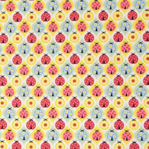 imageSinger 100 Cotton Ghosts with Stars On Pink Cut by YardColorful Ladybugs