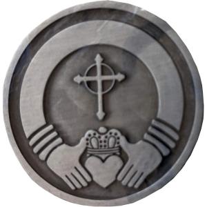 imagesinger star case Silver Tone Faithful Protector Pocket Token with Prayer  Irish Claddagh