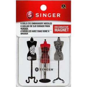 imageSINGER Gold Eye Embroidery Needles with Magnet Sizes 3 ampamp 9 6 Count