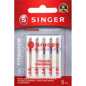 imageSINGER 04303 Universal Regular Point Woven Titanium Coated Needles 5Count Sizes 8011 90148011  9014