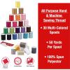 imageSINGER Polyester Sewing Thread Set  30 Assorted Colors 50 Yards per Mini Thread Spool Sewing Kit Includes 5 Large Eye Hand Needles 1 Needle Threader Suitable for Hand and Machine Sewing