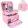 imageSINGER Sewing Accessories Organizer Bag Only  Double Layer Portable Sewing Storage Bag  2 Detachable Pouches and 18 Compartments Large Sewing Supplies ampamp Crafting Carryall GrayPink