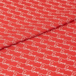 imageSinger 100 Cotton Love Script On Red Cut by YardLove Script on Red