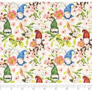 image:imageSinger Print Fabric 100 Cotton Yellow and Green Butterfly Cut by The YardSpringtime Gnomes White