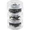 image:imageSINGER 07400 Fastener VarietyPack in Stackable Screw Top Container  48 Hook amp Eyes 24 SewOn Snaps 6 Hook amp Bars  Black