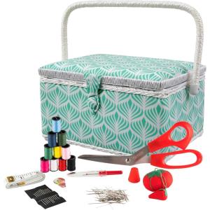 image:imageSINGER 07230 Sewing Basket with Sewing Kit Needles Thread Pins Scissors and Notions FlorenceBoho Fan