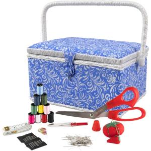 image:imageSINGER 07230 Sewing Basket with Sewing Kit Needles Thread Pins Scissors and Notions FlorenceDeliah Scroll