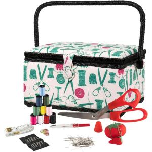 image:imageSINGER 07230 Sewing Basket with Sewing Kit Needles Thread Pins Scissors and Notions FlorenceTan
