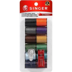 image:imageSINGER 60641 Polyester Hand Sewing Thread Assorted Colors 12 Small Spools Dark1
