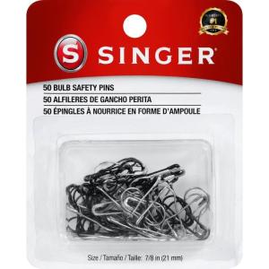 image:imageSINGER Bulb Safety Pins Black amp Silver Size 78Inch 50 Count