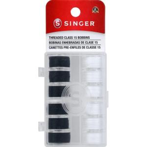 image:imageSINGER SINGER 42145 Class 15 Black amp White Threaded Bobbins Black White 12 Count