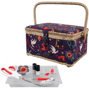 image:imageSINGER Sewing Basket with Sewing Kit Needles Thread Scissors and Notions PurplePurple