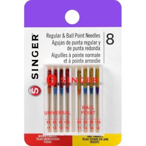 image:imageSINGER 04800 2 8Count Universal Regular Point and Ball Point Sewing Machine Needle Assorted Sizes