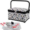 image:imageSINGER Sewing Basket with Sewing Kit Needles Thread Scissors and Notions WhiteWhite
